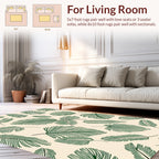 Green Leaf Patterned Contemporary Rug