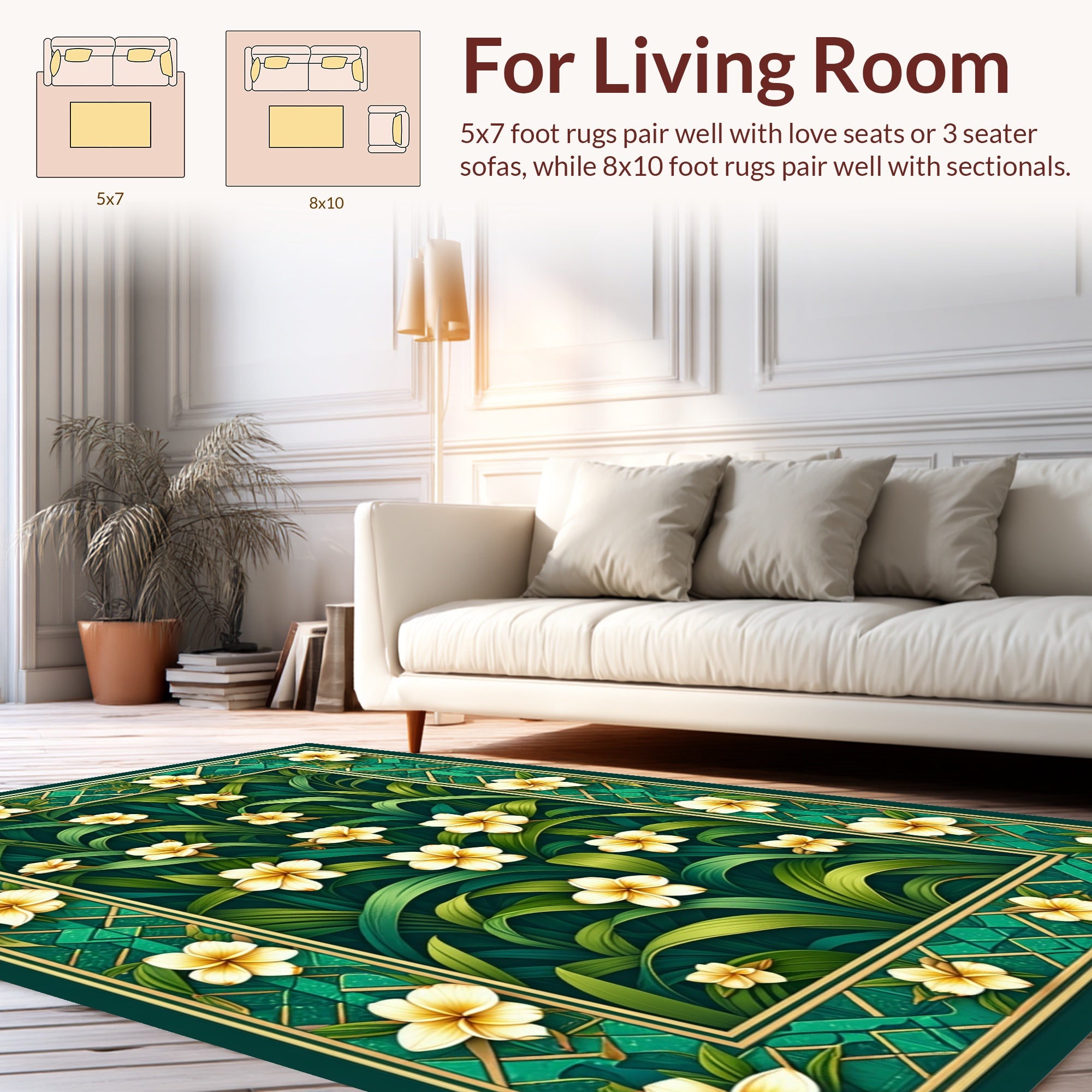 Emerald Floral Tropical Garden Rug