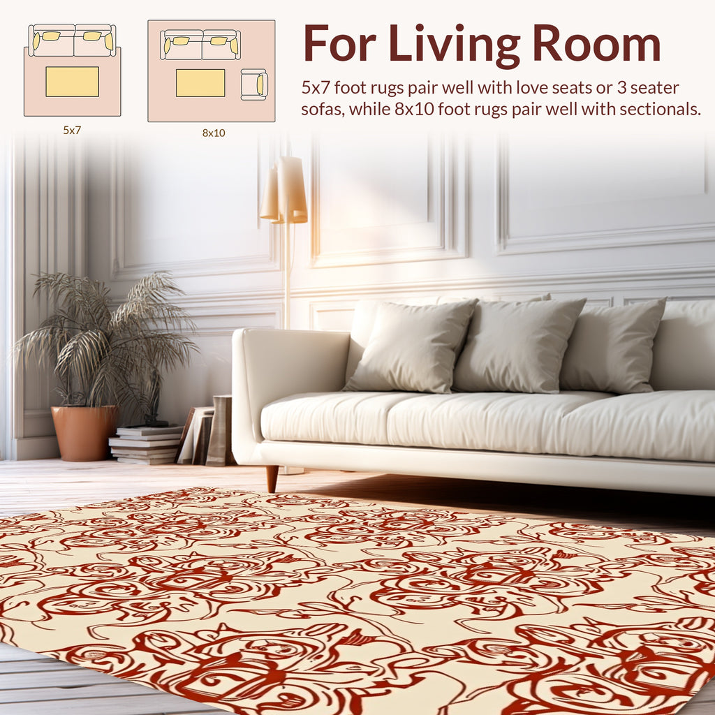 Terra Cotta Floral Abstract Pattern Rug