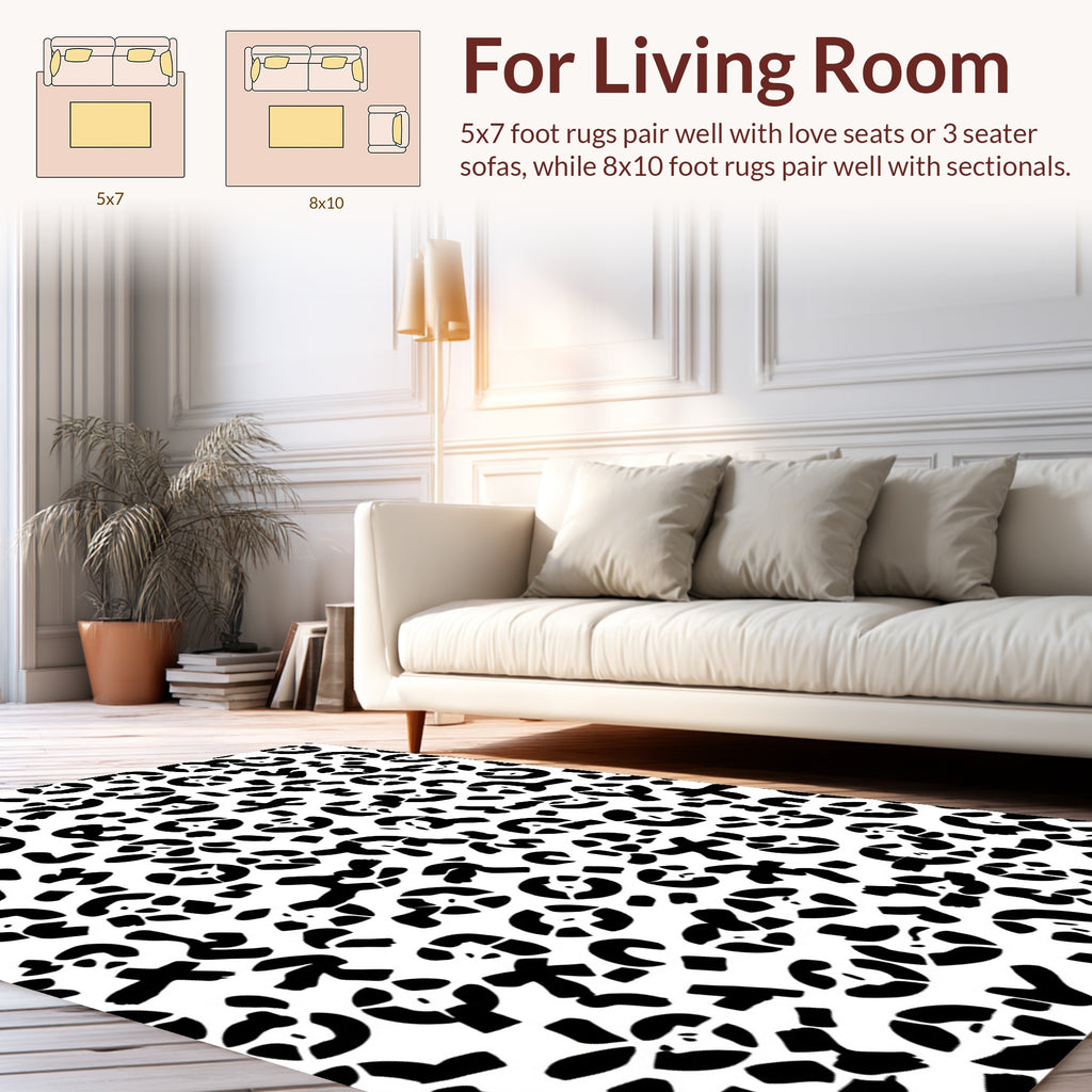 Abstract Black Circles Pattern Rug