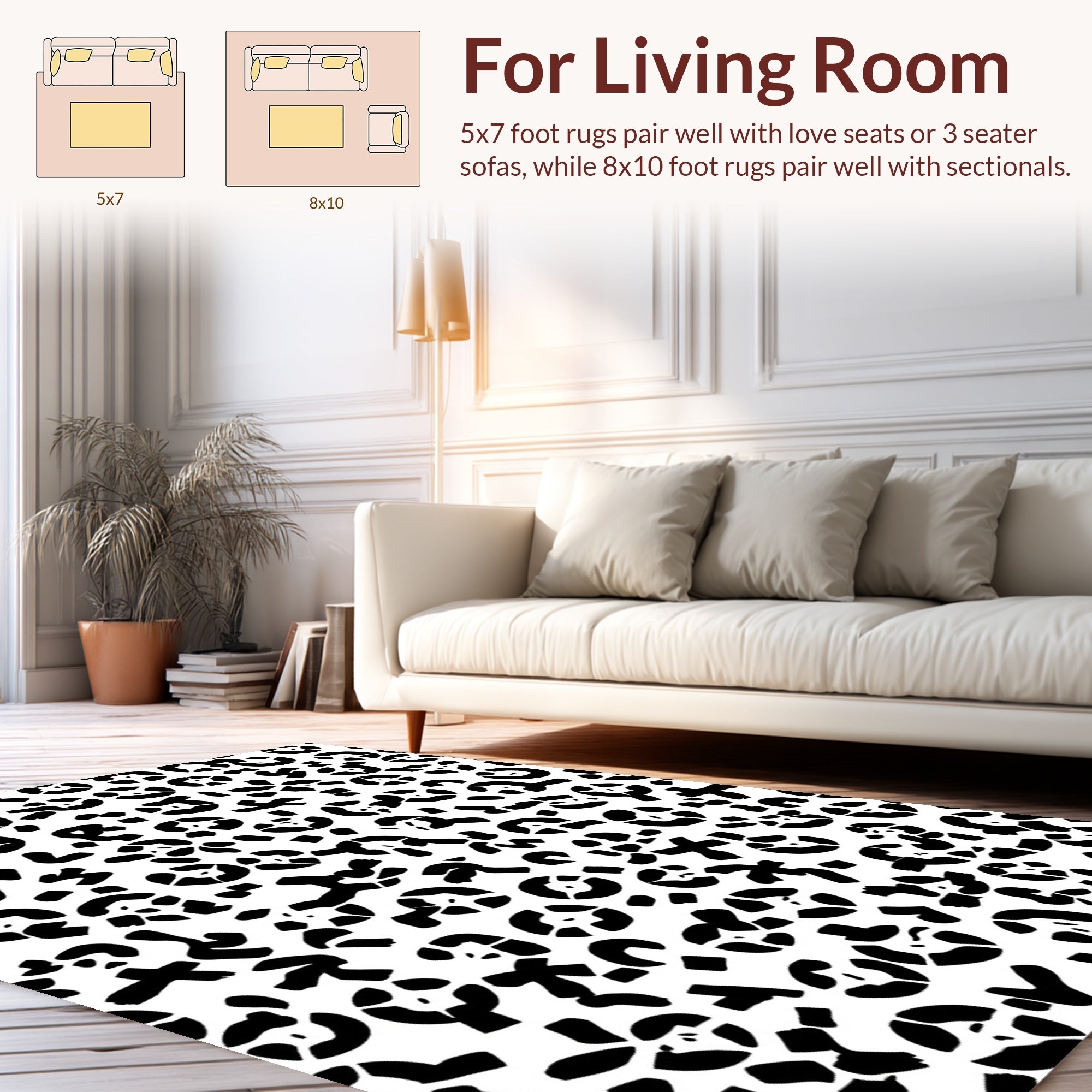 Abstract Black Circles Pattern Rug