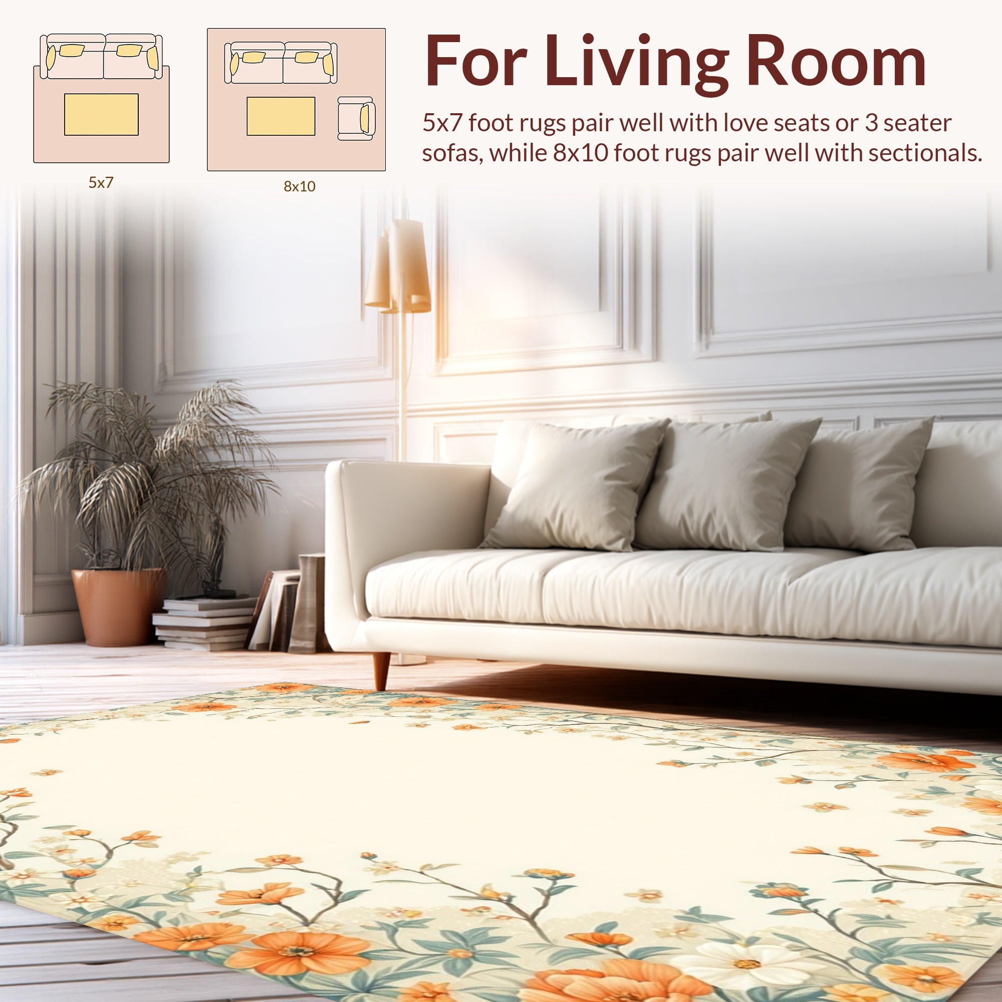 Orange Blossom Vine Pattern Rug