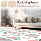 Pink Roses Floral Pattern Rug
