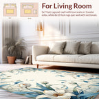 Elegant White Floral Vine Pattern Rug