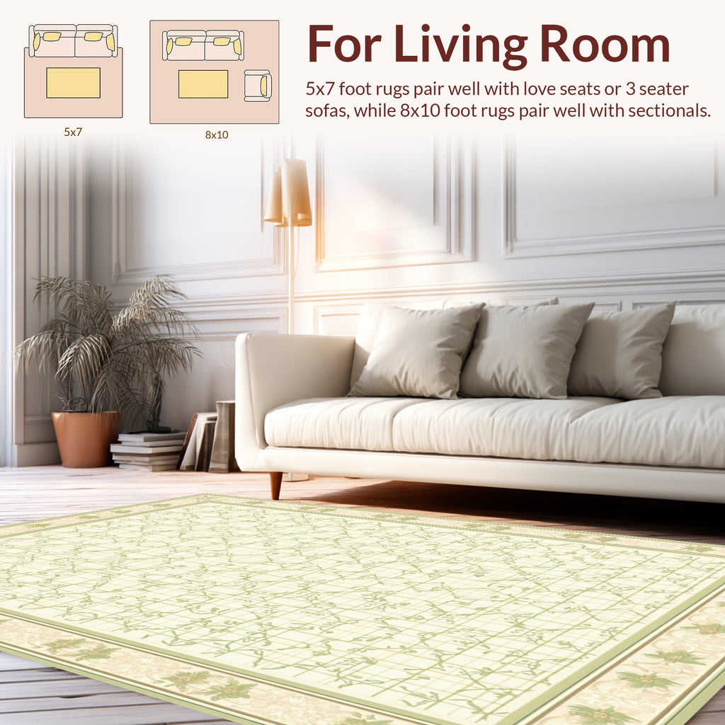 Delicate Floral Vines Lattice Pattern Rug