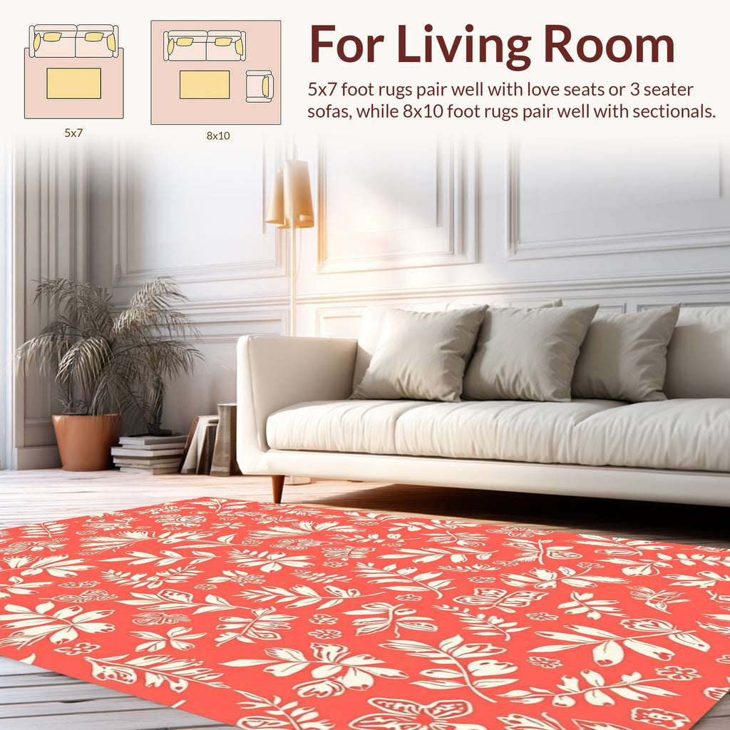 Coral Garden Floral Pattern Rug