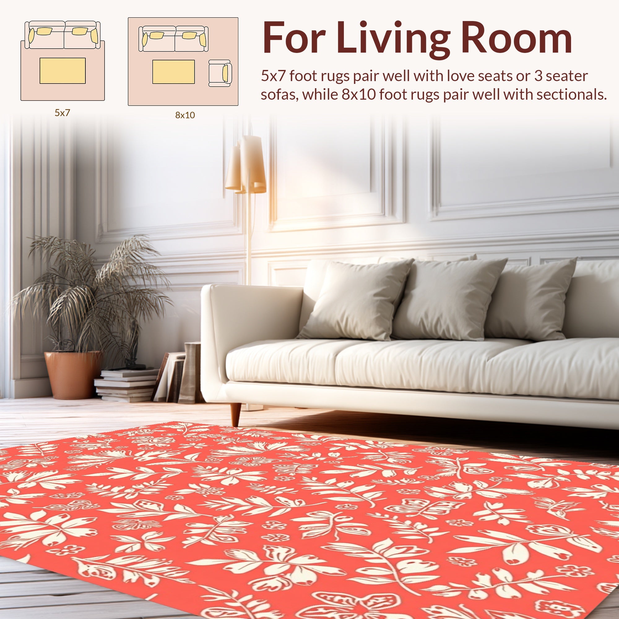 Coral Garden Floral Pattern Rug