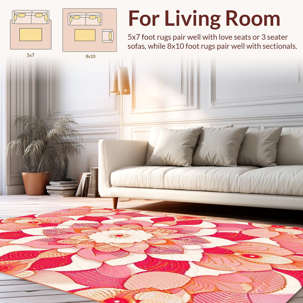 Intricate Floral Mandala Pink Pattern Rug