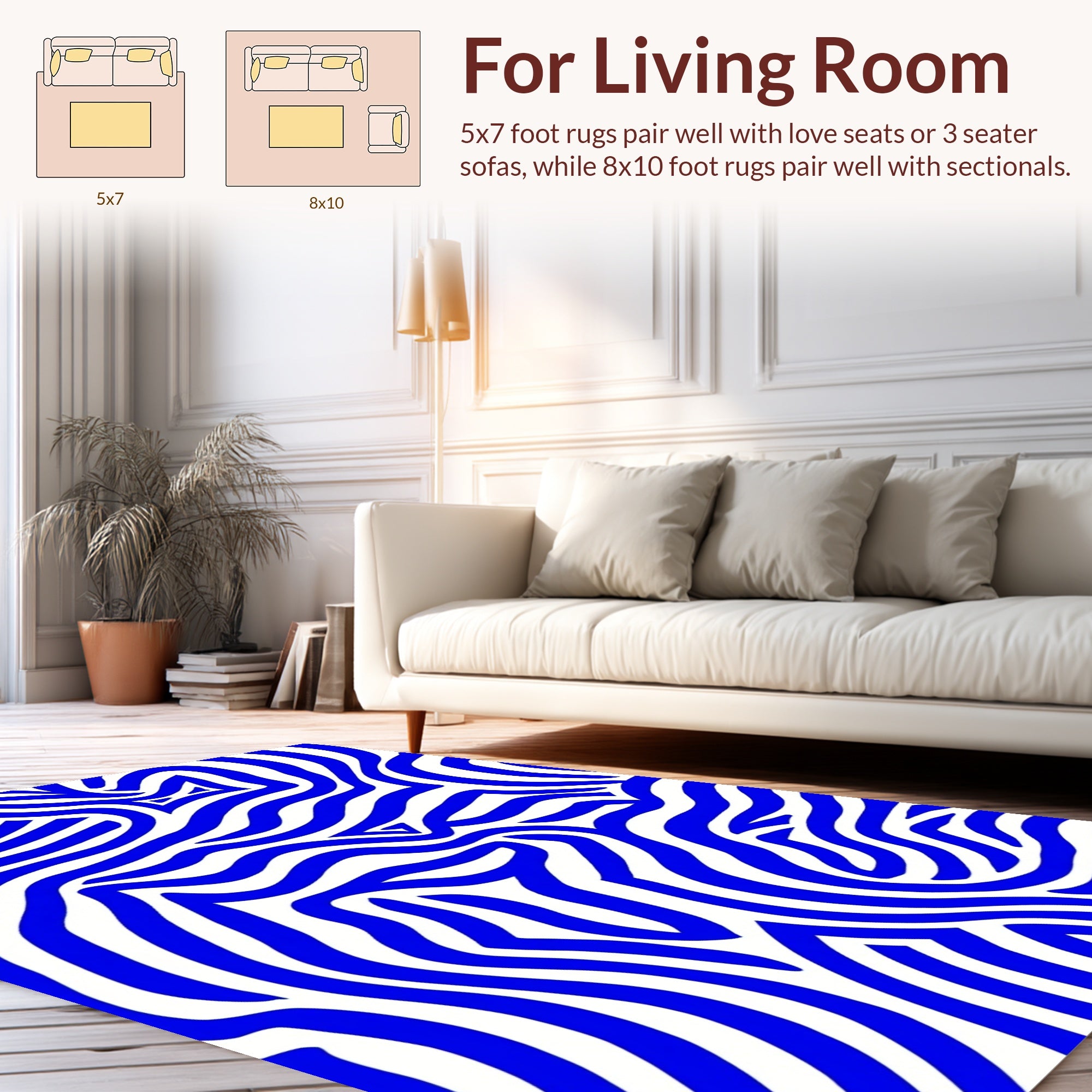 Bold Blue Wavy Stripe Rug