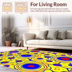 Vibrant Yellow Blue Red Circles Pattern Rug