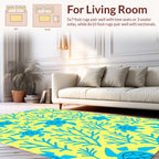 Turquoise Turtle Coral Patterned Design Rug