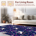 Whimsical Unicorn Floral Pattern Design Rug
