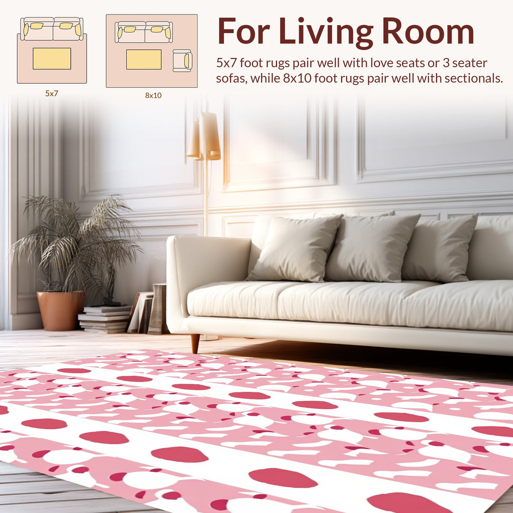 Playful Pink Abstract Shapes Pattern Rug
