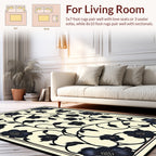Elegant Black Floral Vine Pattern Rug