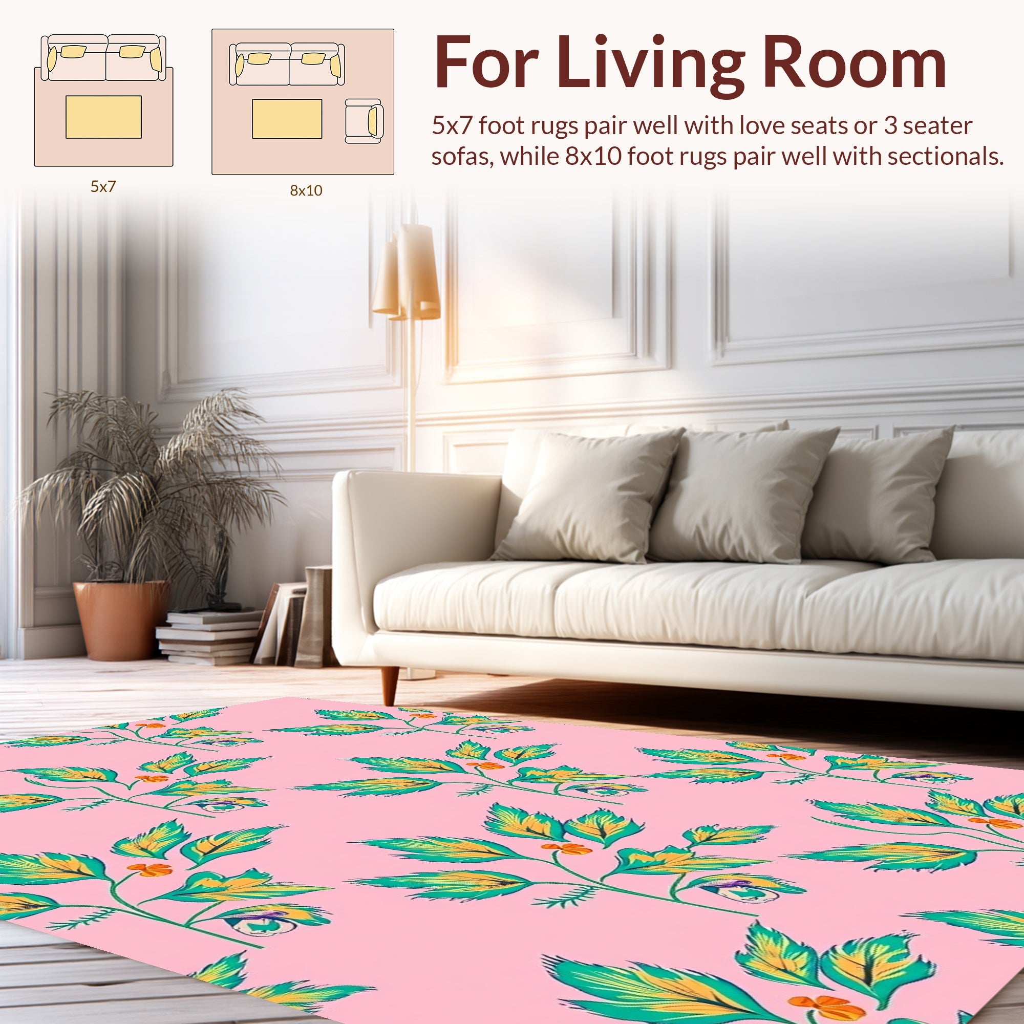 Botanical Branch Art Deco Pattern Rug