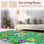 Whimsical Floral Animal Garden Rug