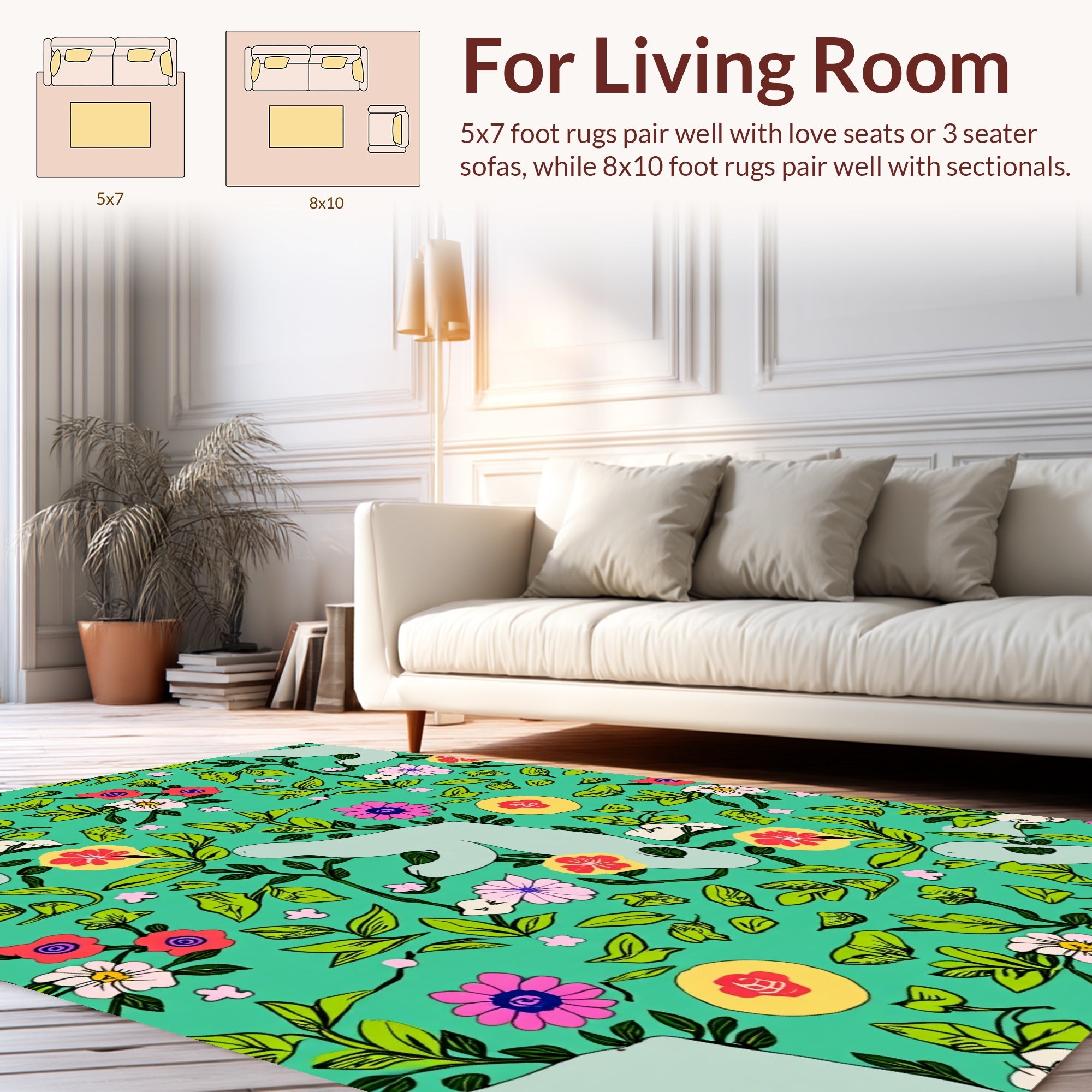 Whimsical Floral Animal Garden Rug
