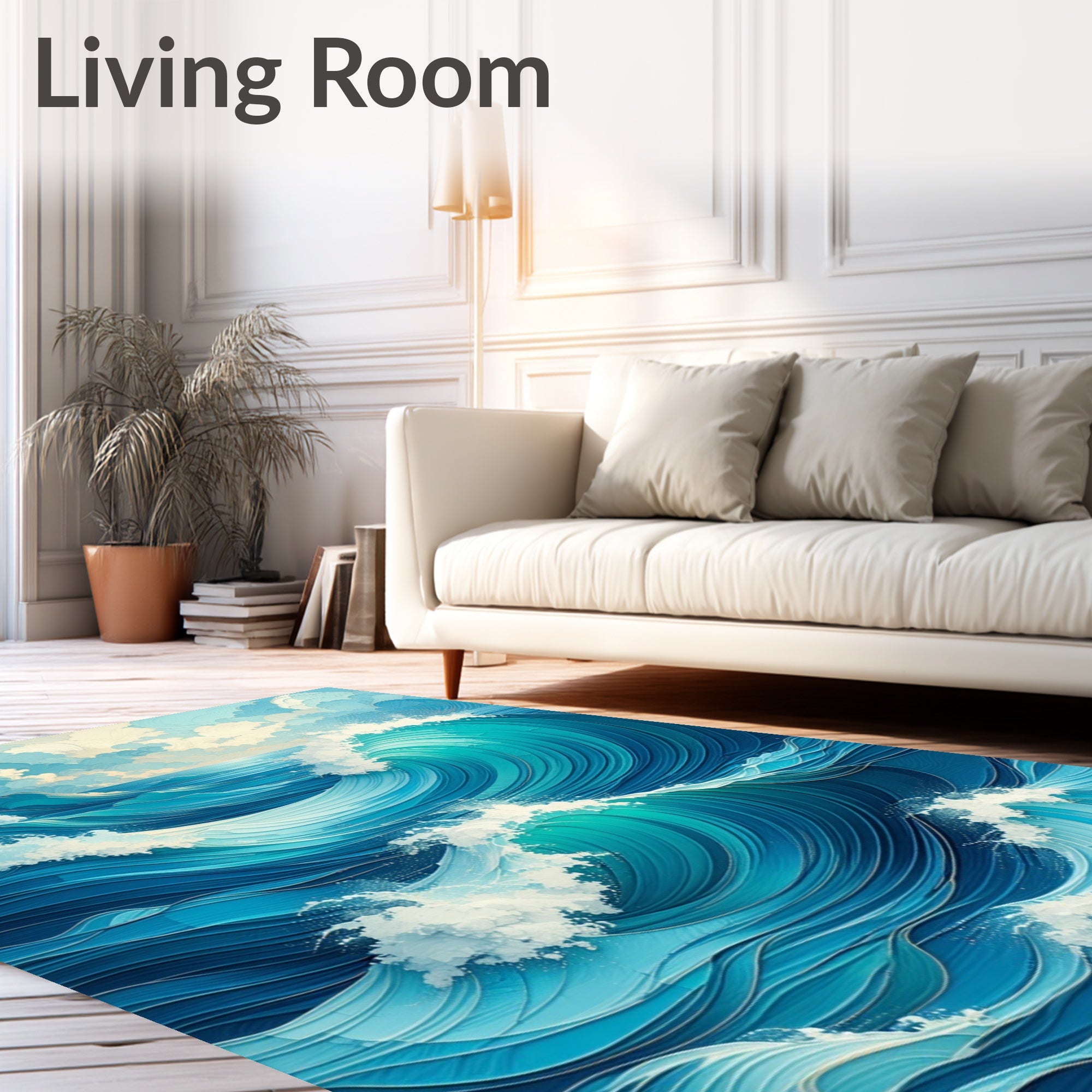 Ocean Waves Pattern Design Rug