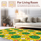 Green Circular Floral Pattern Rug