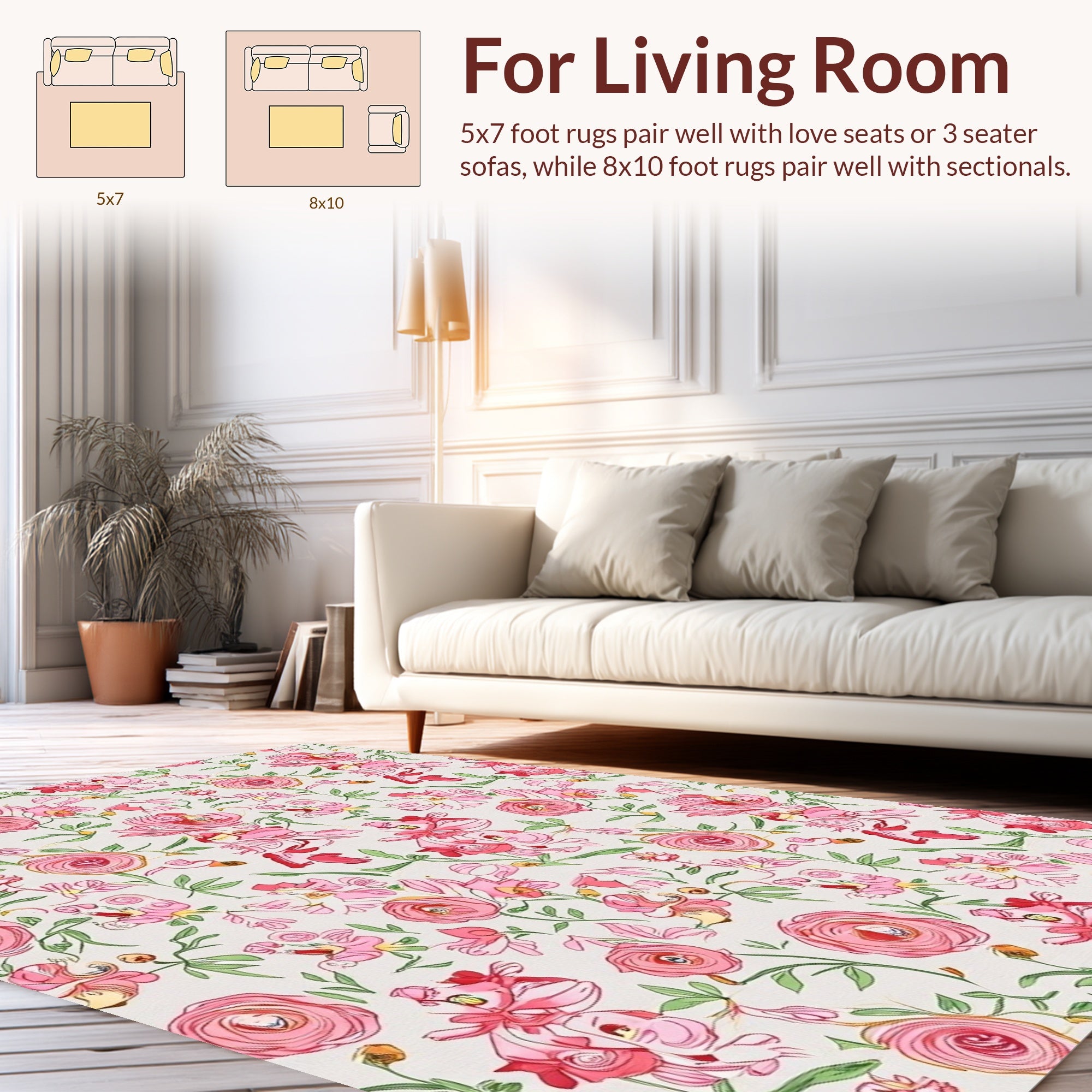 Pink Floral Arrangement Abstract Design Rug