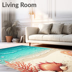 Coastal Beach Scene With Seashells Rug