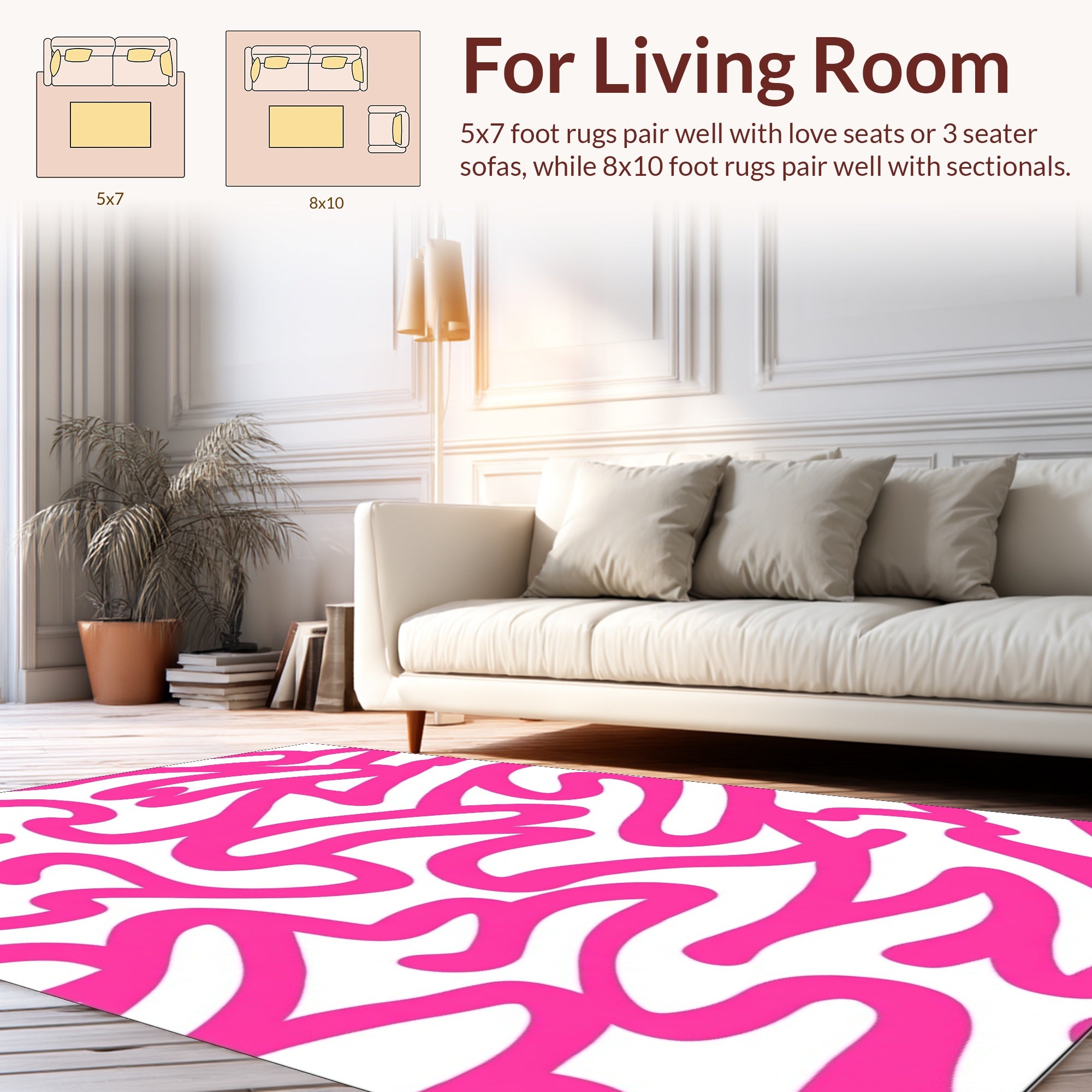 Bold Pink Swirls Abstract Pattern Rug