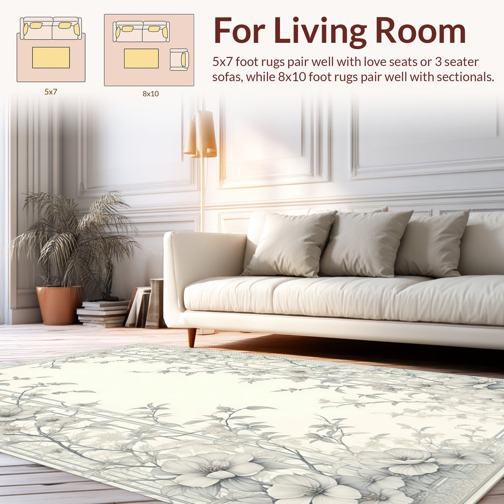 Elegant Floral Vine Patterned Rug