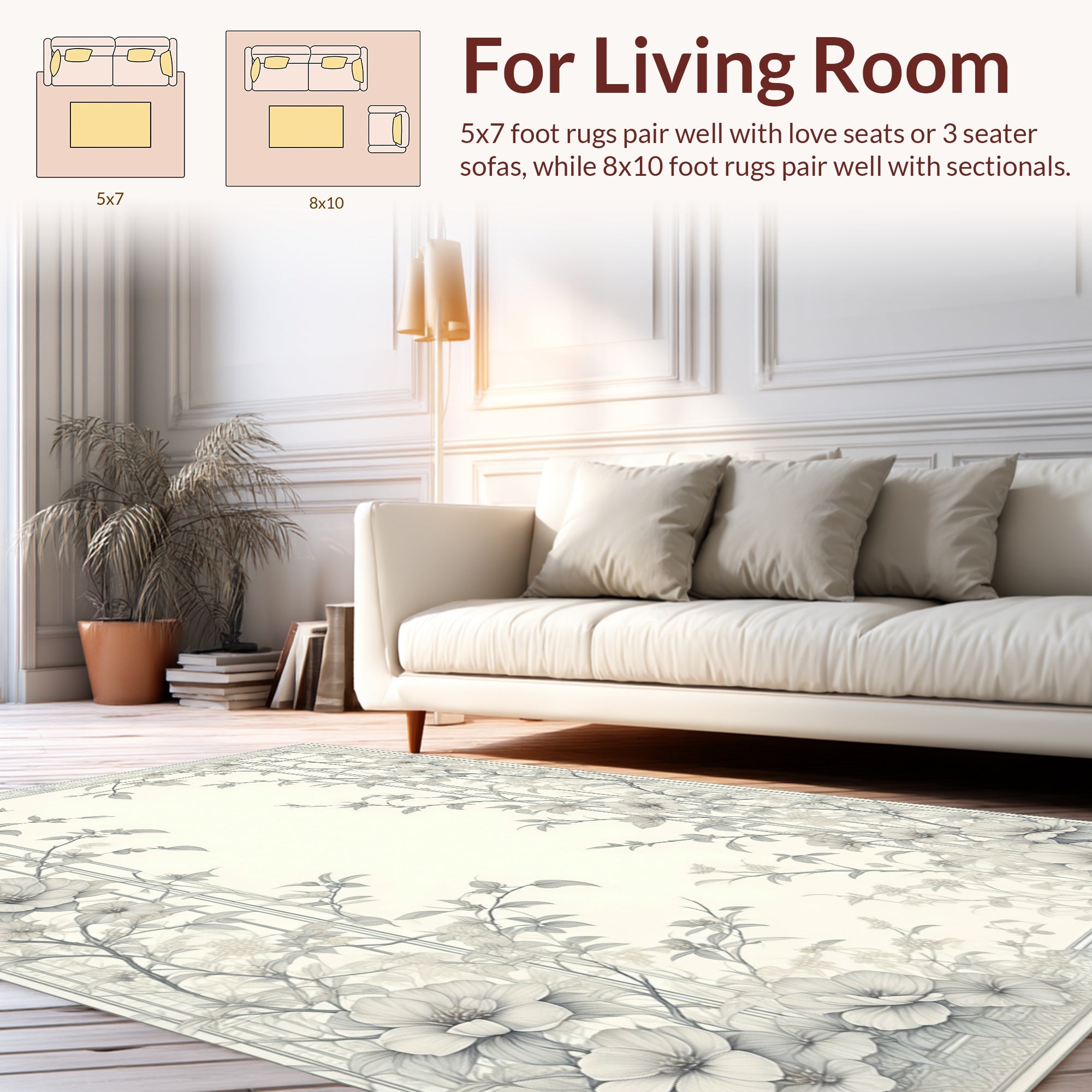 Elegant Floral Vine Patterned Rug