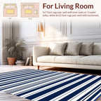 Navy White Classic Stripe Pattern Rug