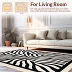 Black and White Abstract Wavy Stripes Rug