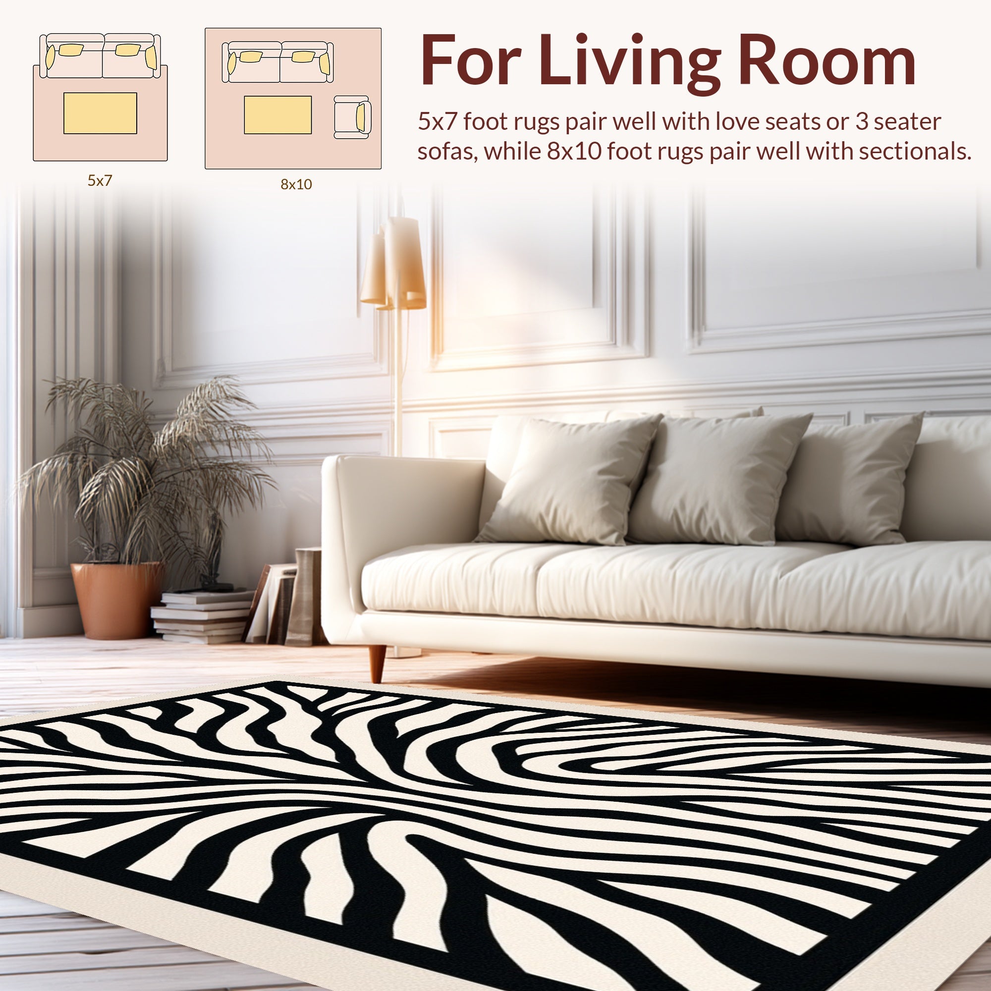 Black and White Abstract Wavy Stripes Rug