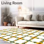 Golden Sunflower Lattice Medallion Rug