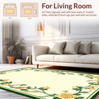 Ornate Yellow Floral Border Design Rug