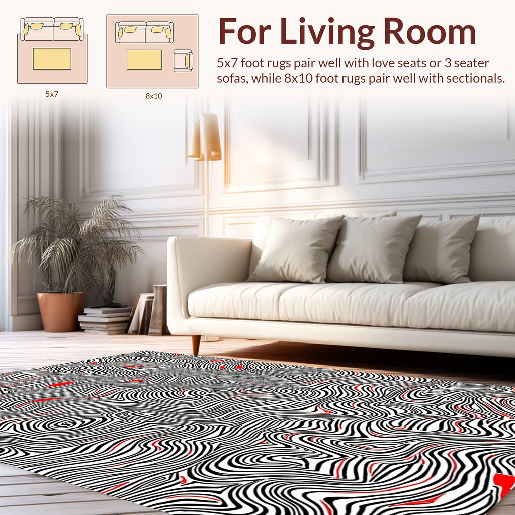 Bold Red Abstract Swirls Rug