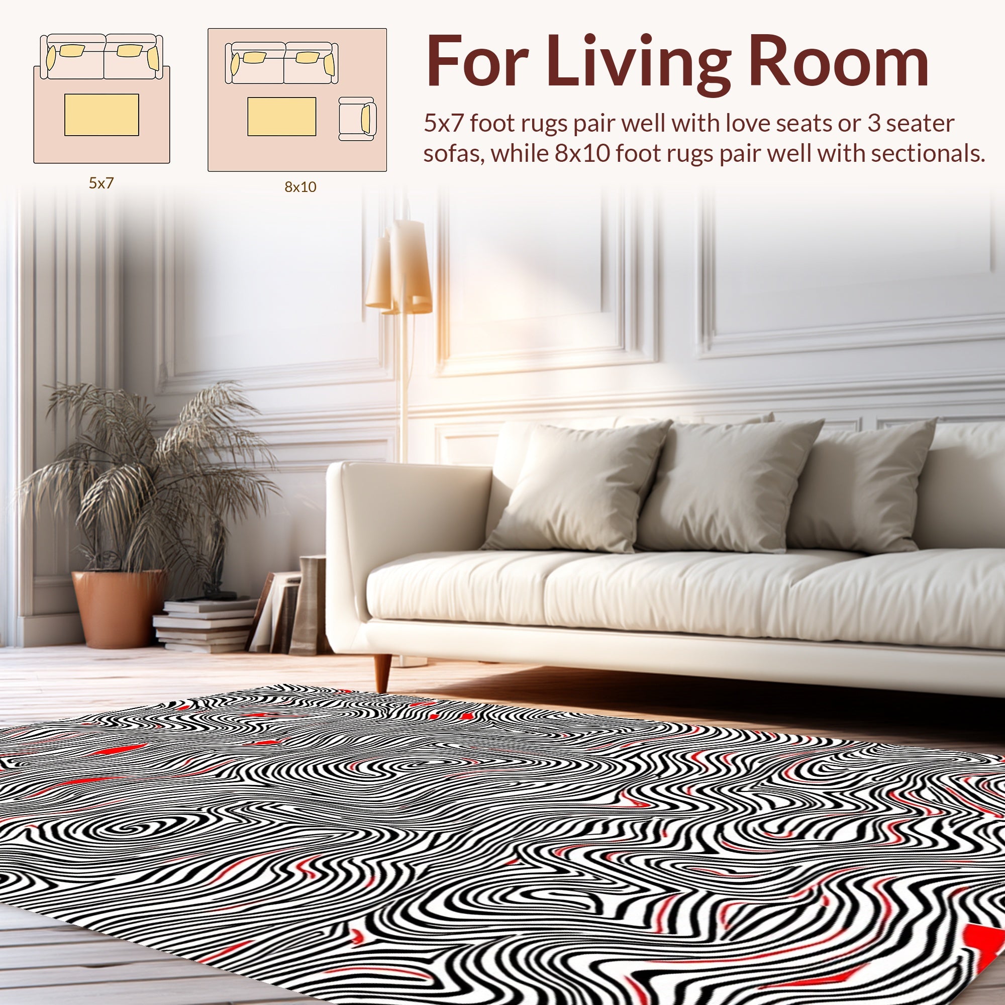 Bold Red Abstract Swirls Rug