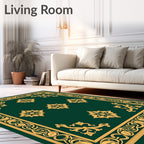 Emerald Gold Floral Corner Inlay Rug