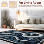 White Snake Navy Floral Pattern Rug