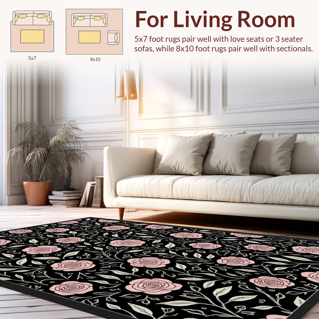 Pink Roses Floral Pattern Design Rug