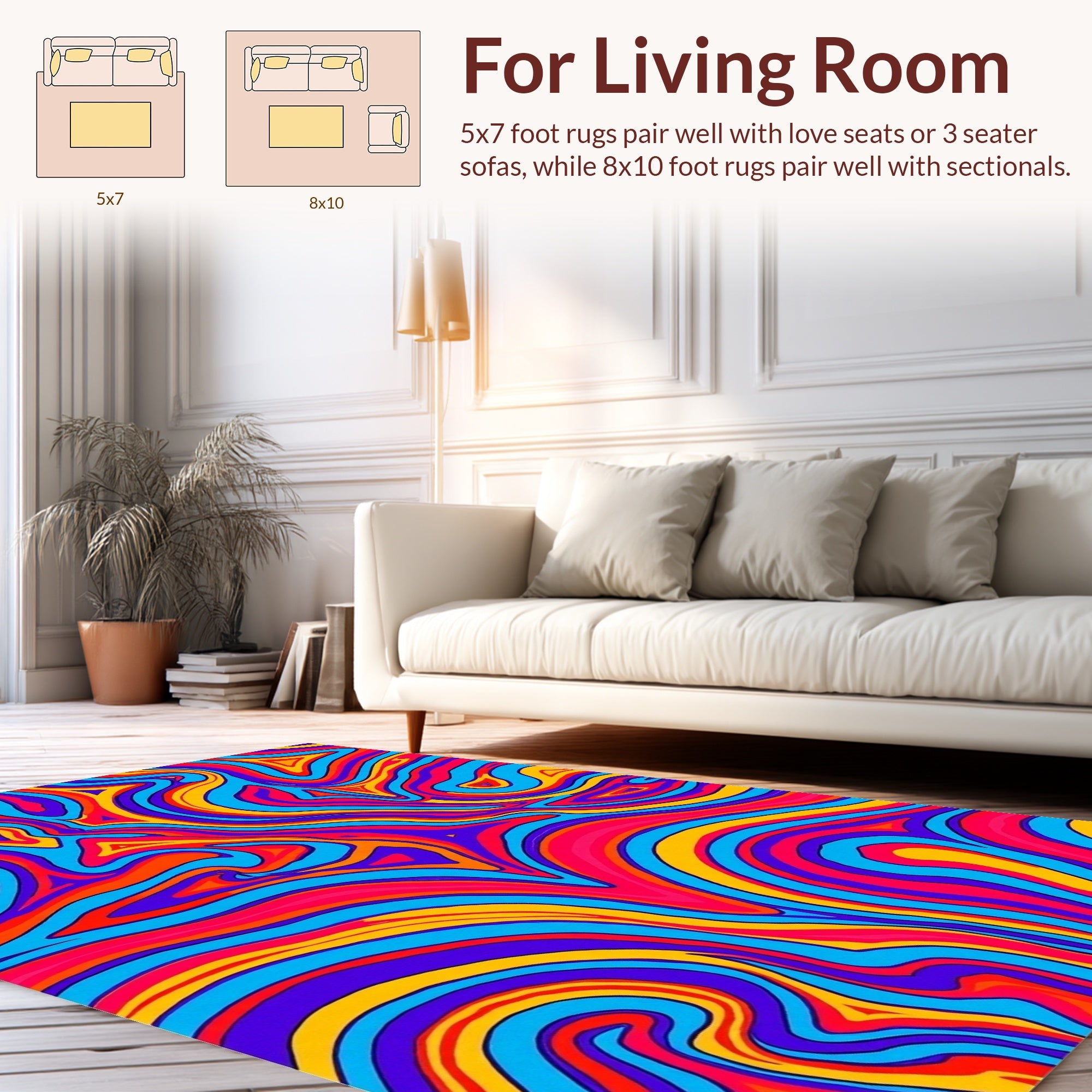 Trippy Swirl Vivid Colors Pattern Rug