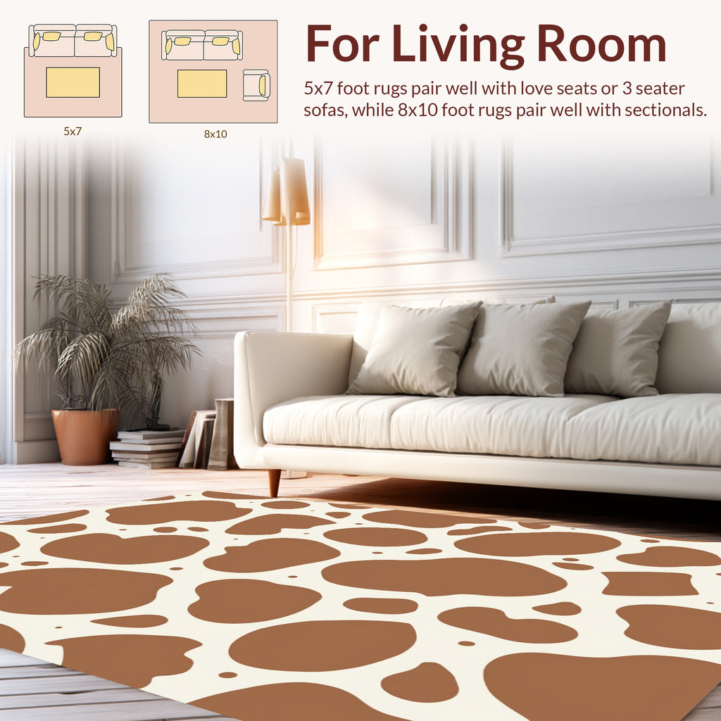 Spotted Brown White Abstract Pattern Rug
