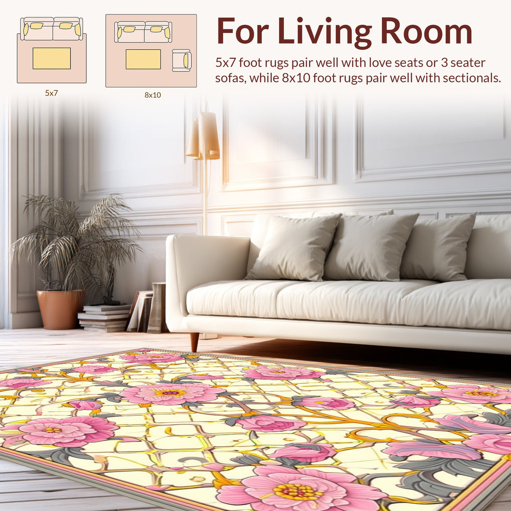 Victorian Floral Lattice Pattern Rug