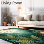 Mystical Forest Scene with Birds and Ferns Rug