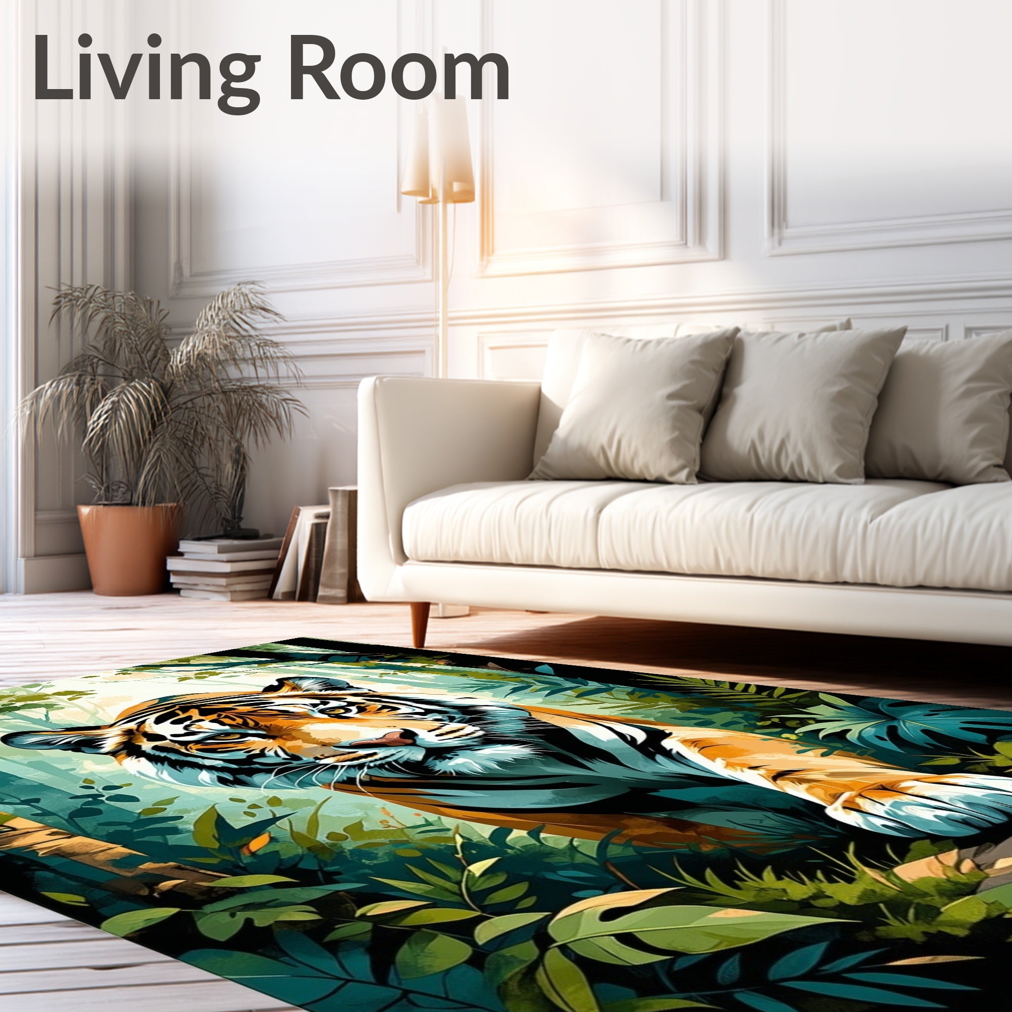 Vibrant Jungle Tiger Portrait Rug