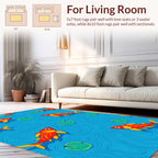 Red Fish Lily Pads Pond Design Rug
