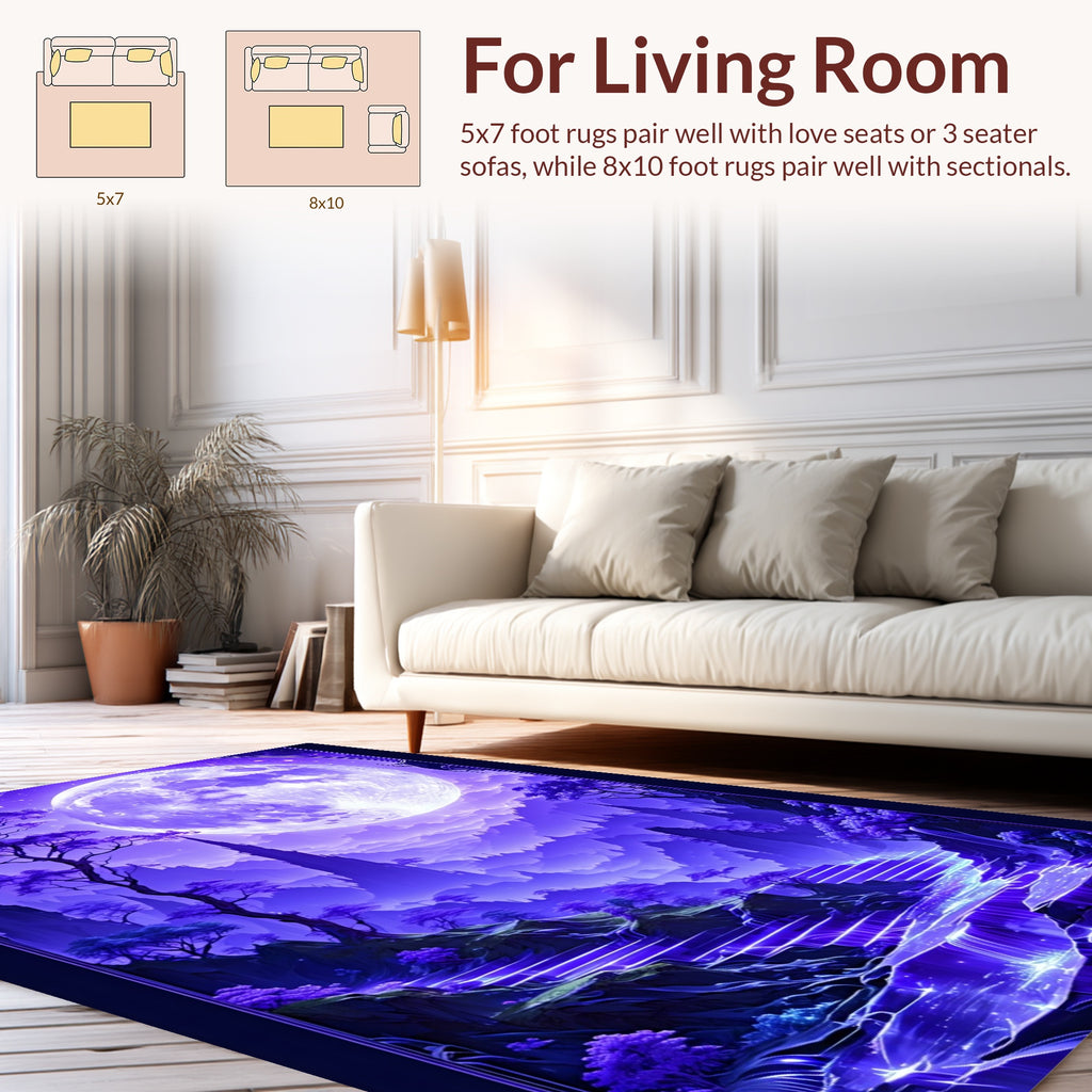 Enchanted Purple Moonscape Waterfall Rug