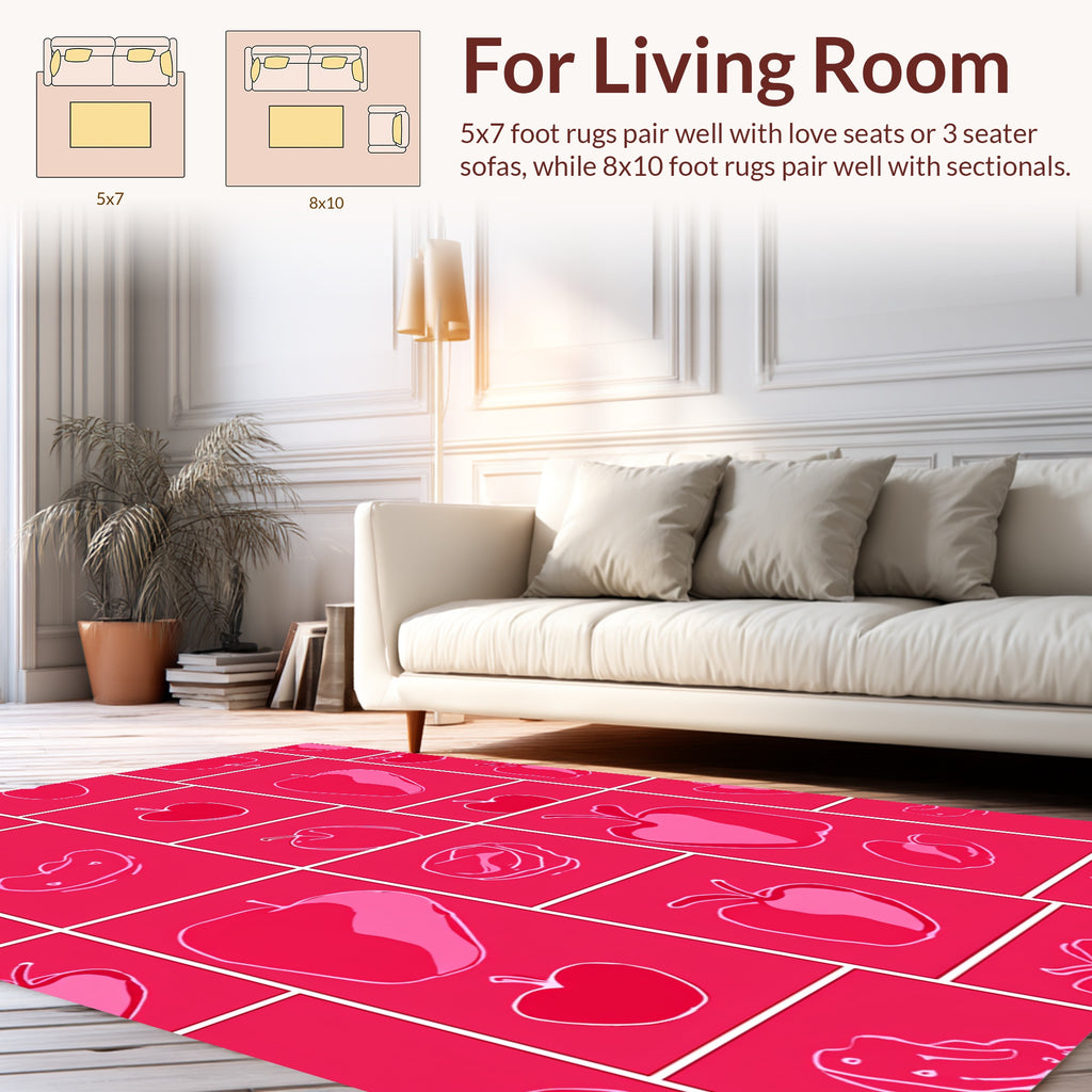 Pink Apple Sketch Pattern Rug