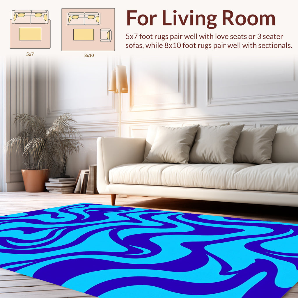 Swirling Blue Cyan Organic Pattern Rug
