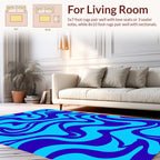 Swirling Blue Cyan Organic Pattern Rug
