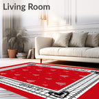 Crimson White Christmas Tree Border Rug