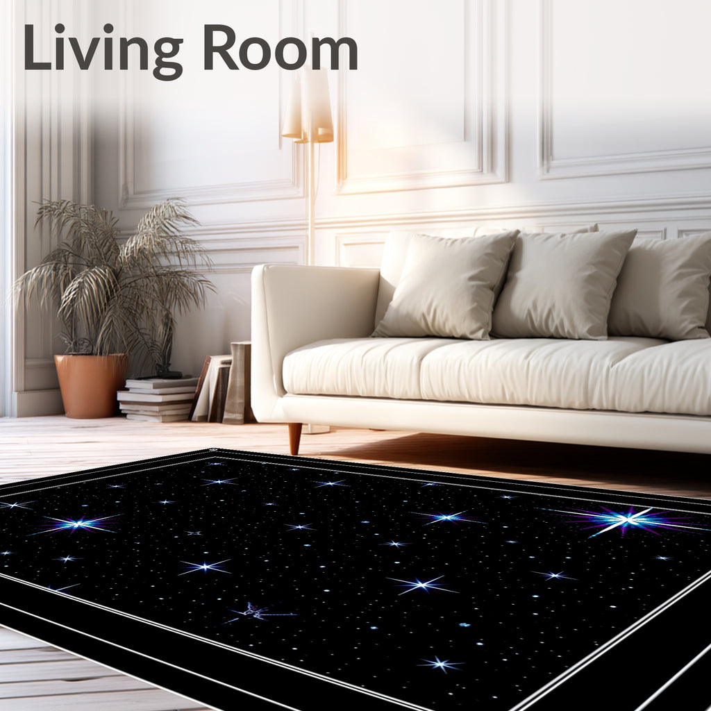 Cosmic Blue Purple Starry Night Swirl Rug